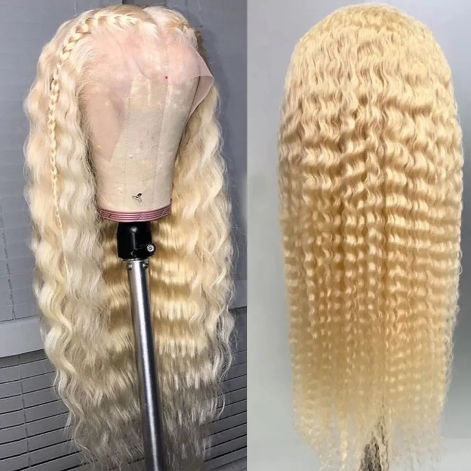 Beaufox 613 Blonde Water Wave Transparent Lace Front Wig 180% Density Human Hair Wigs Women beaufox hair beaufox hair
