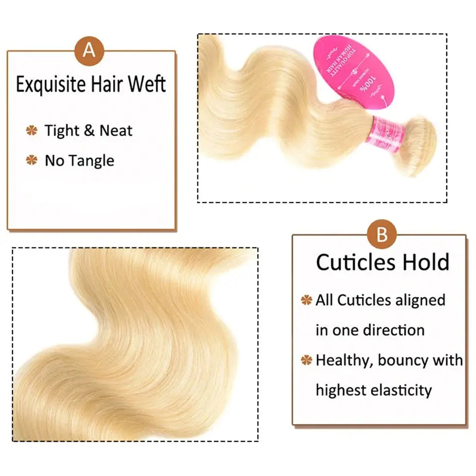 Beaufox Blonde Body Wave Bundles With Closure Blonde 3 Bundles With 4X4 Closure beaufox hair beaufox hair