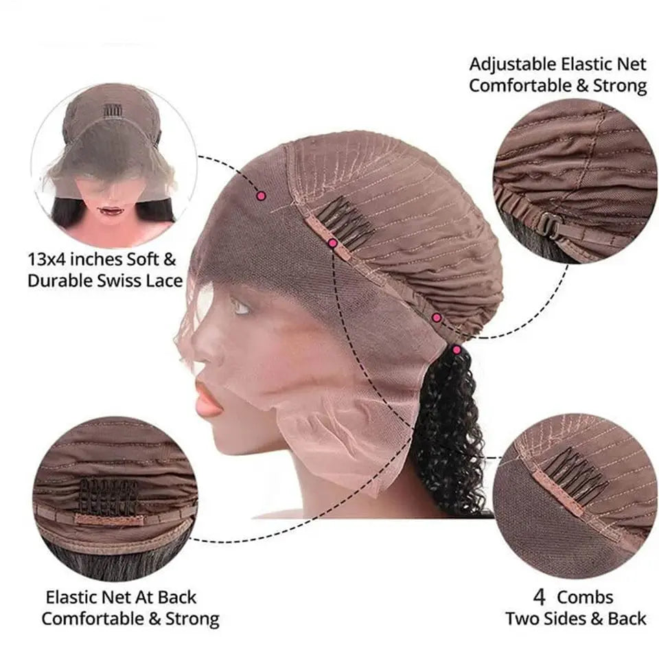Beaufox Hair Deep Wave 13X6 Lace Front Wig 210% Density Virgin Human Hair Wigs for Women beaufox hair beaufox hair