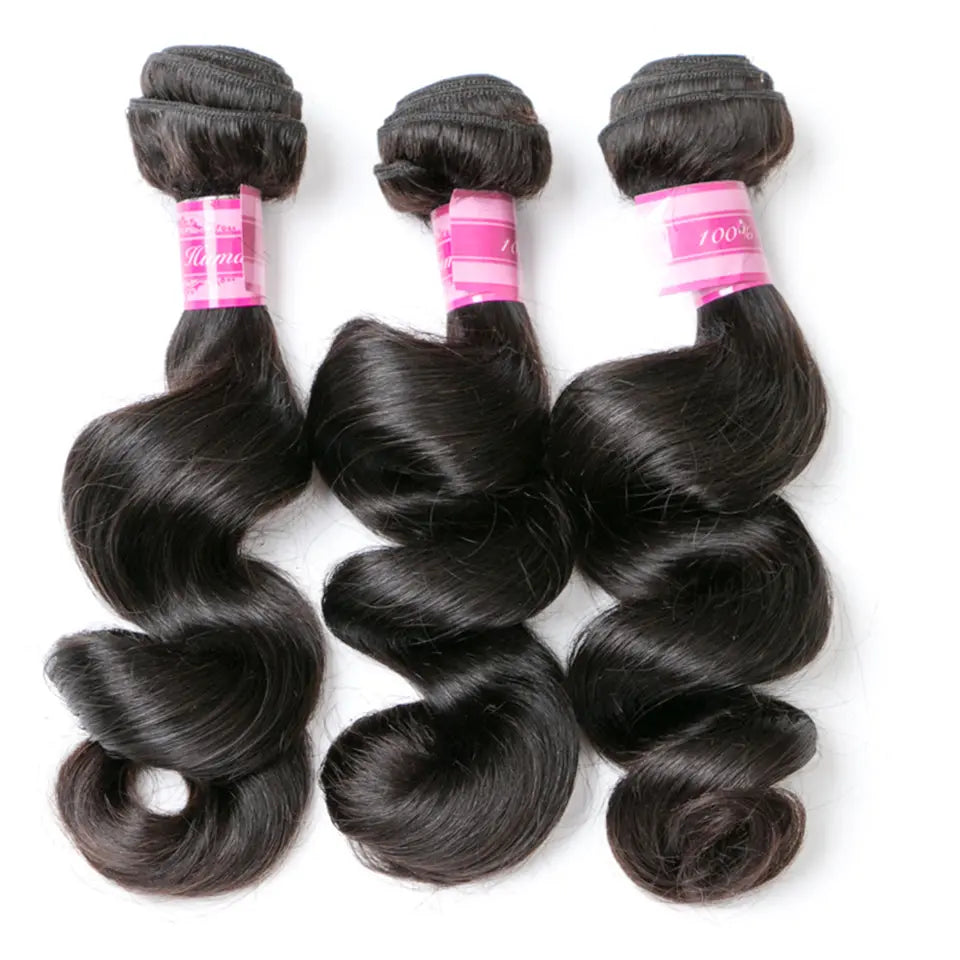 Beaufox Hair Loose Wave 3 Bundles 100% Human Hair Weave Natural Black beaufox hair beaufox hair