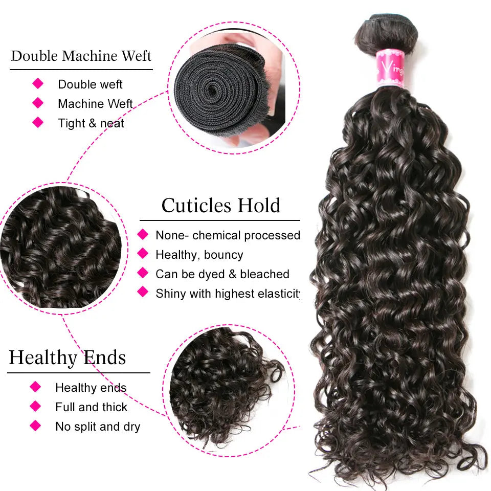 Beaufox Hair Water Wave 3 Bundles With Lace Frontal 13X4 Virgin Hair beaufox hair beaufox hair