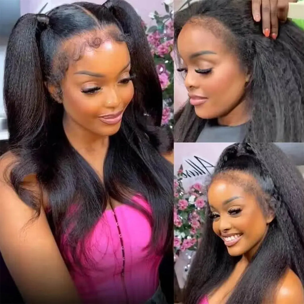  Kinky Straight Hair 13X4 Lace Front Wigs