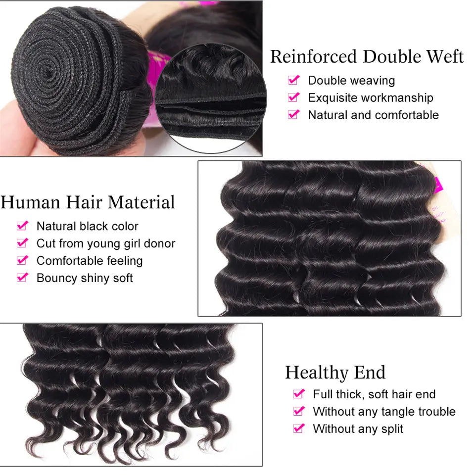 Beaufox Loose Deep Natural Black Hair 3 Bundles 100% Human Hair Weave beaufox hair beaufox hair
