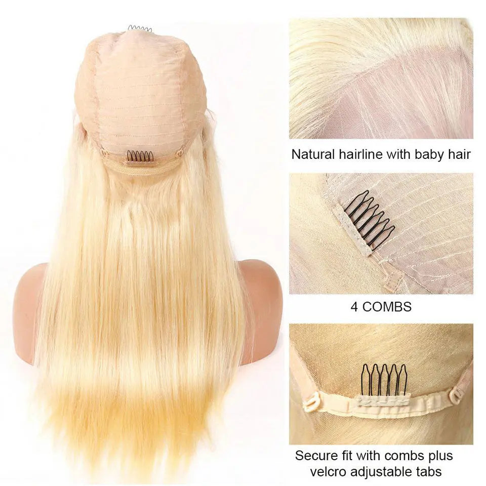 Beaufox Straight Human Hair 180% Density 613 Blonde 13X4 Transparent Lace Front Wigs beaufox hair beaufox hair