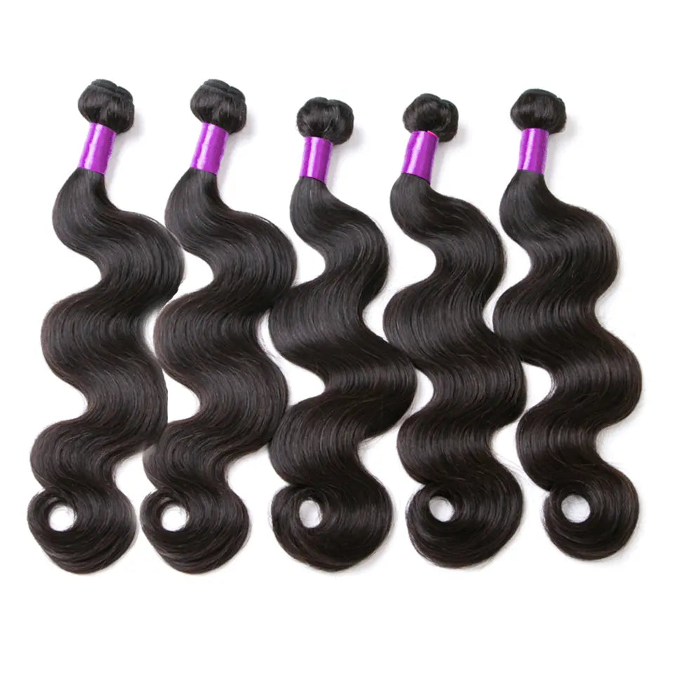 Beaufox Virgin Human Hair Body Wave 5 Bundles #1b Color For Women beaufox hair beaufox hair