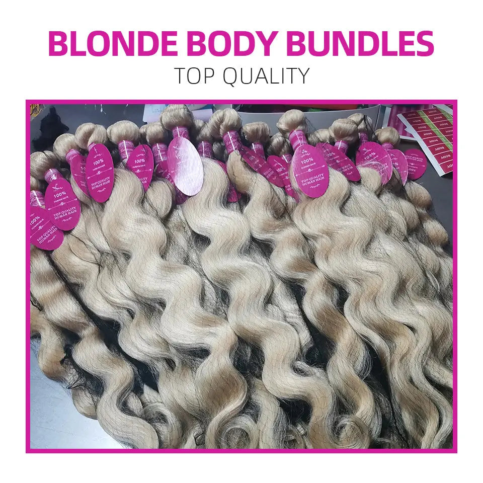 Blonde 613 Body Wave 3/4 Bundles With 4X4 Closure For Women Easy Dyed And Bleached beaufox hair beaufox hair