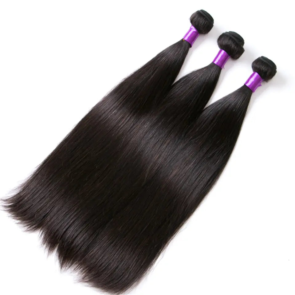 Brazilian Virgin Human Hair Straight Hair 3 Bundles With 4X4 Lace Closure beaufox hair beaufox hair