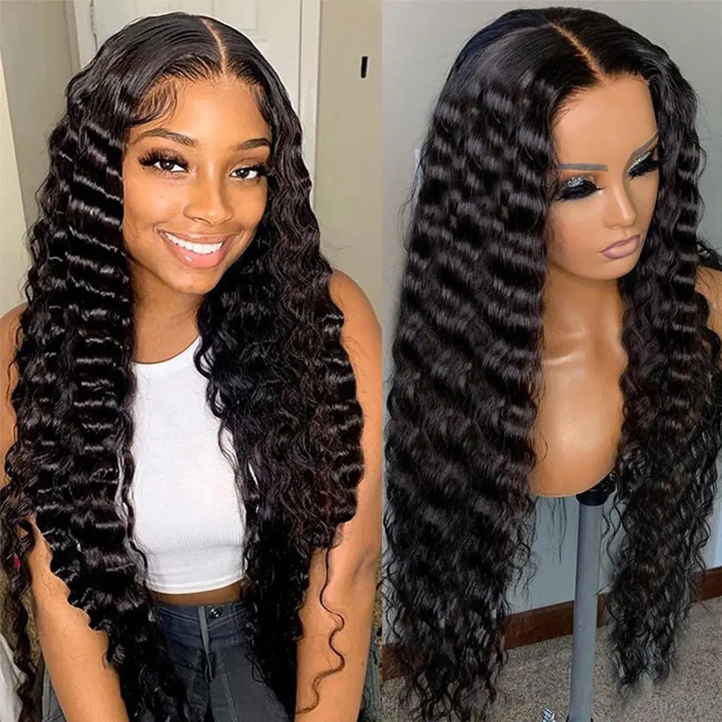  Loose Deep Wave Transparent Lace Natural Hairline Wigs 
