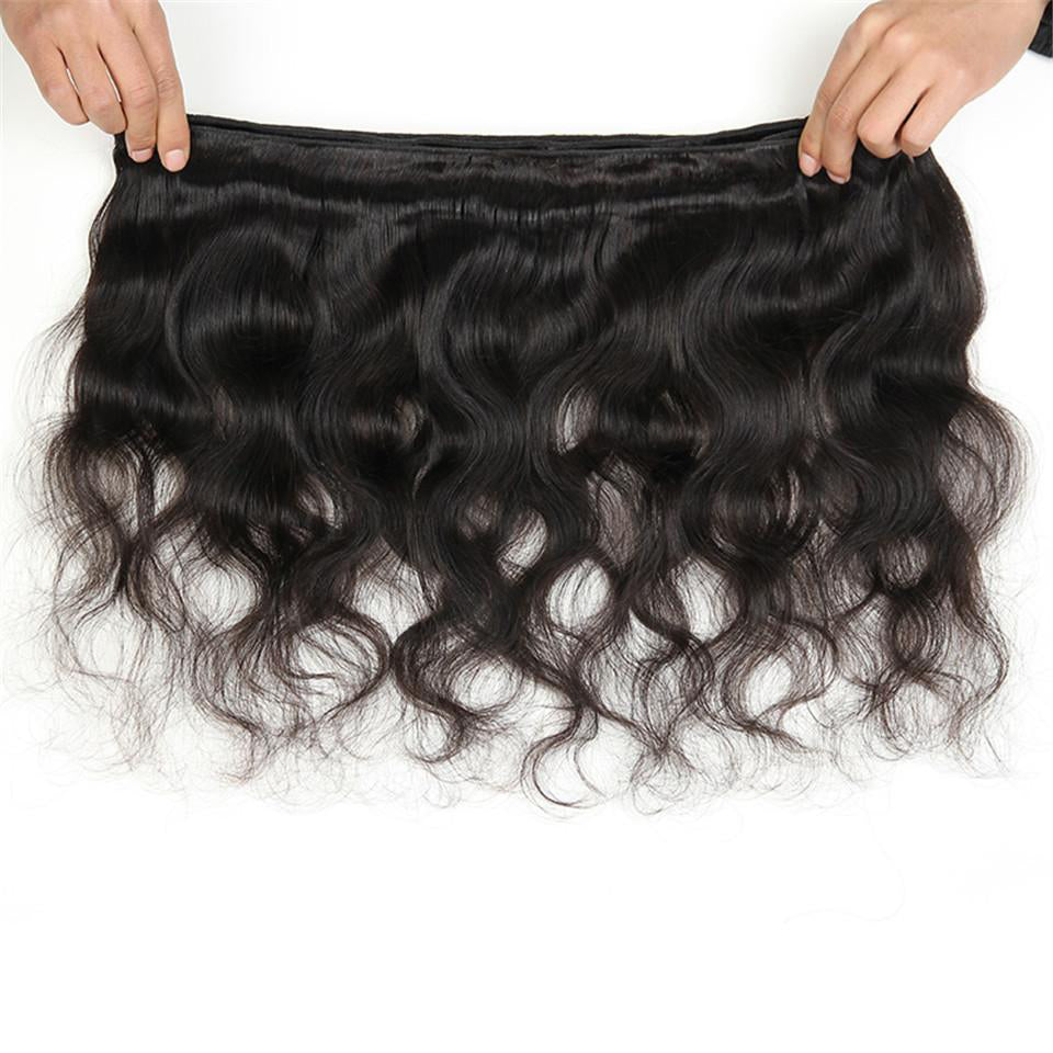 Beaufox Hair Virgin Human Hair 1b Color Body Wave 3 Bundles With 4X4 Lace Closure beaufox hair beaufox hair
