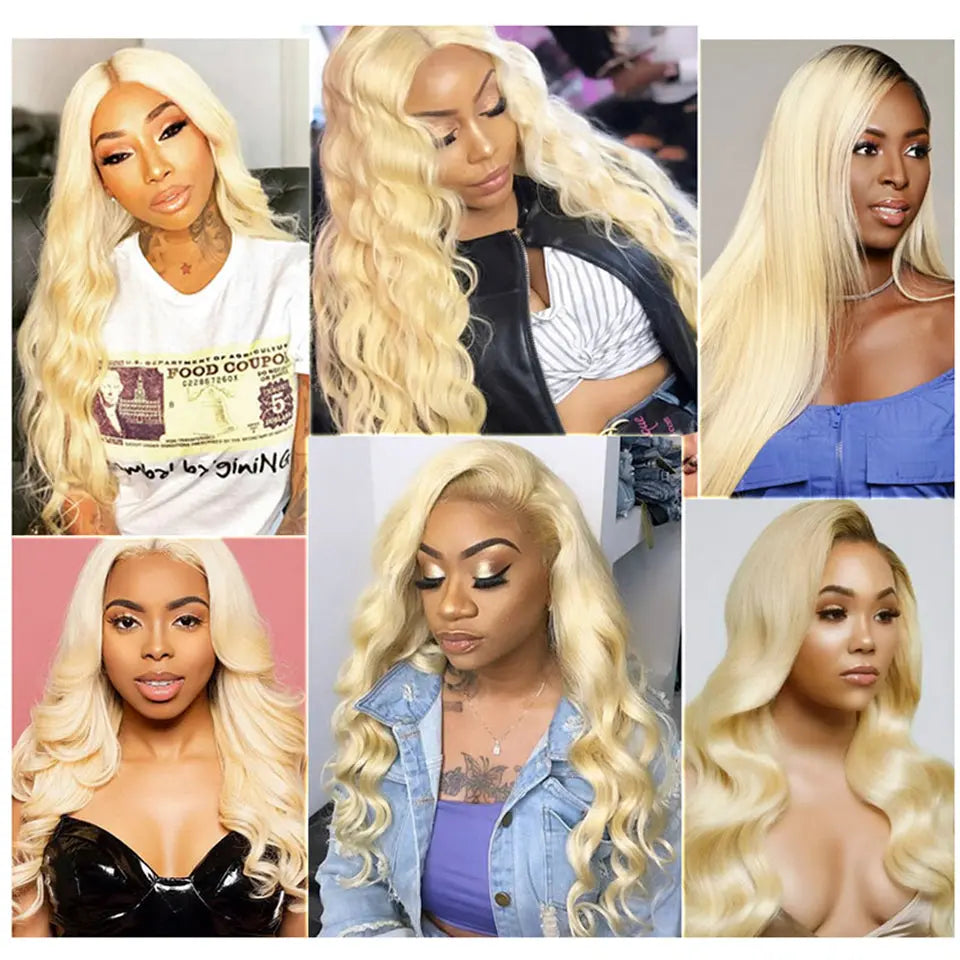 Beaufox 150%-250% Density 613 Blonde Transparent Lace Front Wig Body Wave With Baby Hair beaufox hair beaufox hair