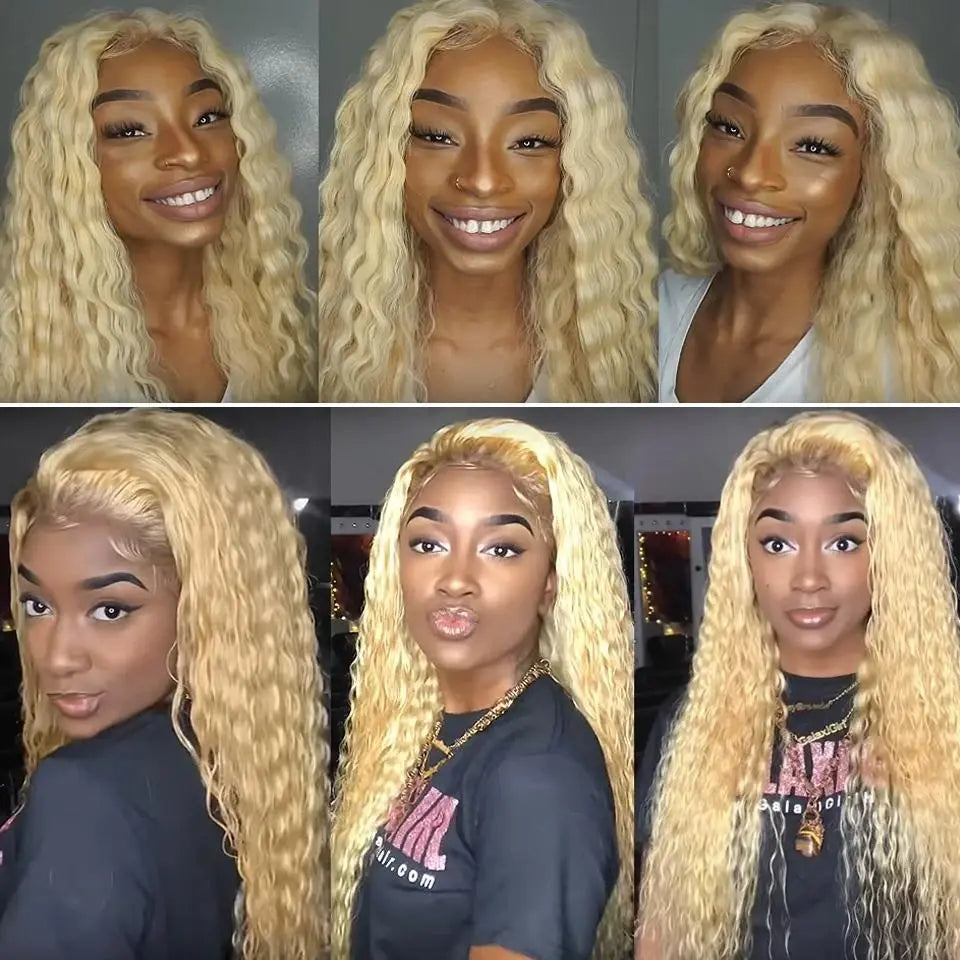 Beaufox 613 Blonde Water Wave Transparent Lace Front Wig 180% Density Human Hair Wigs Women beaufox hair beaufox hair