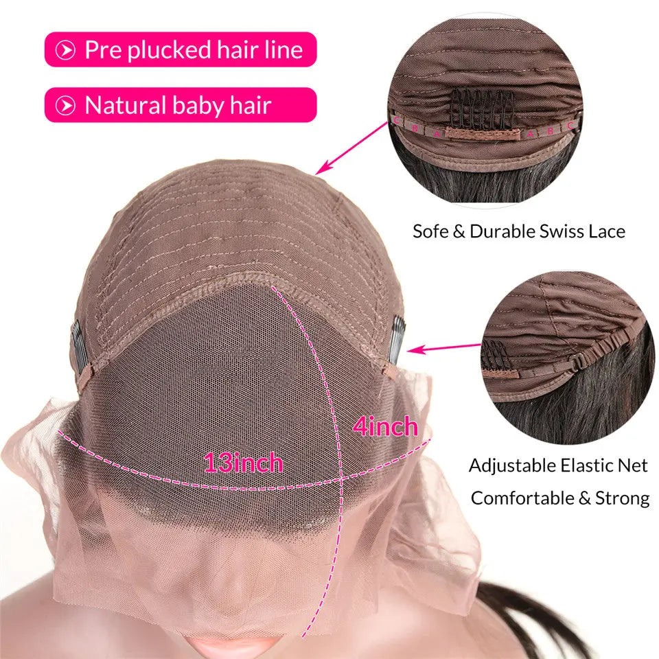 Beaufox Deep Wave Hair 12A Virgin Human Hair Lace Front Wig 150%-250% Density beaufox hair beaufox hair