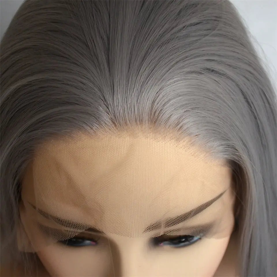 Beaufox Gray Straight Hair Lace Front Wig Colorful Wigs Virgin Human Hair beaufox hair beaufox hair