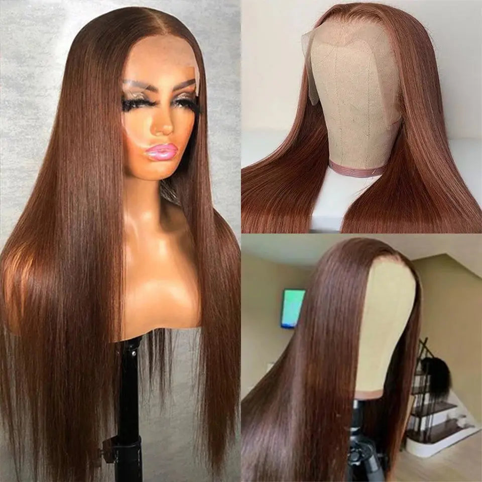 Beaufox Hair Chocolate Brown Color Straight Hair Lace Front Wig Human Hair Wigs beaufox hair beaufox hair