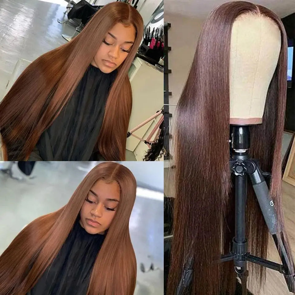 Beaufox Hair Chocolate Brown Color Straight Hair Lace Front Wig Human Hair Wigs beaufox hair beaufox hair