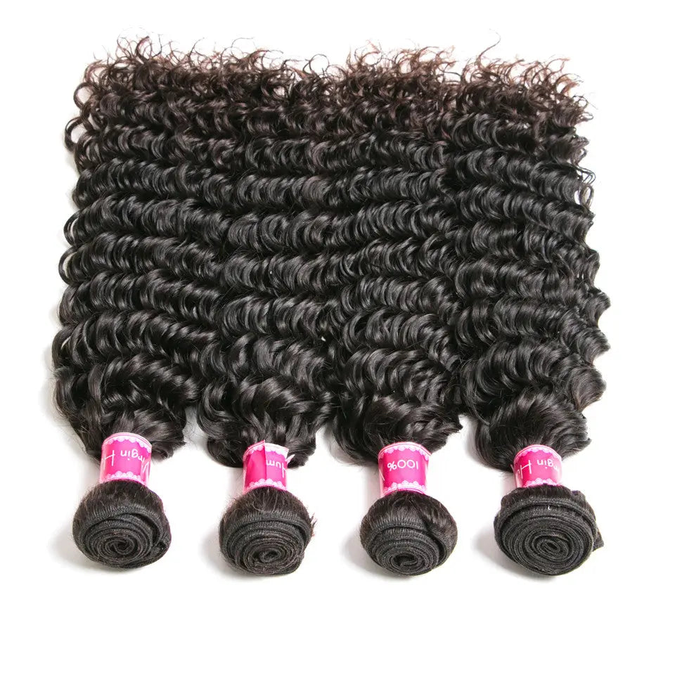 Beaufox Hair Deep Wave Curly 4 Bundles With 13X4 Lace Frontal Human Hair beaufox hair beaufox hair