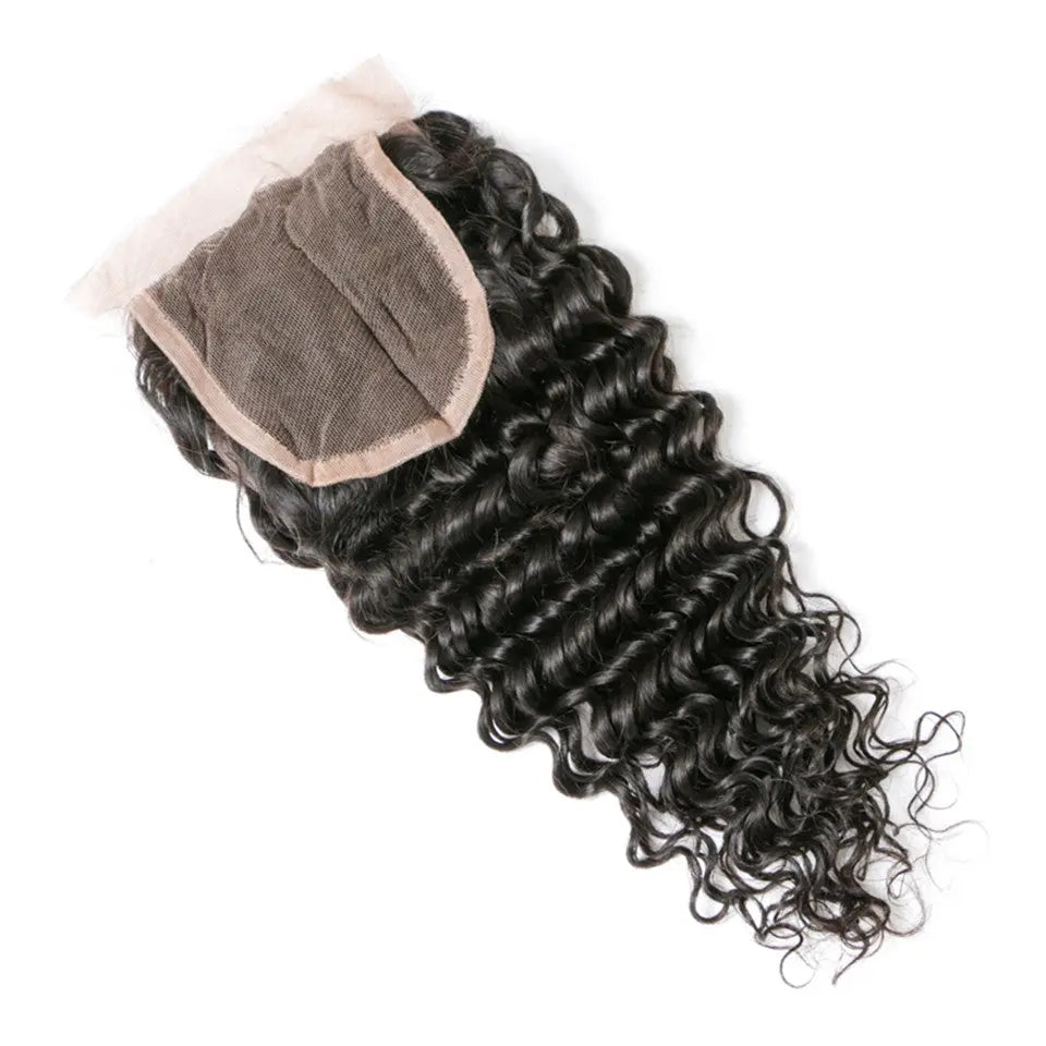 Beaufox Hair Deep Wave Human Hair 4X4 Lace Closure Natural Black beaufox hair beaufox hair