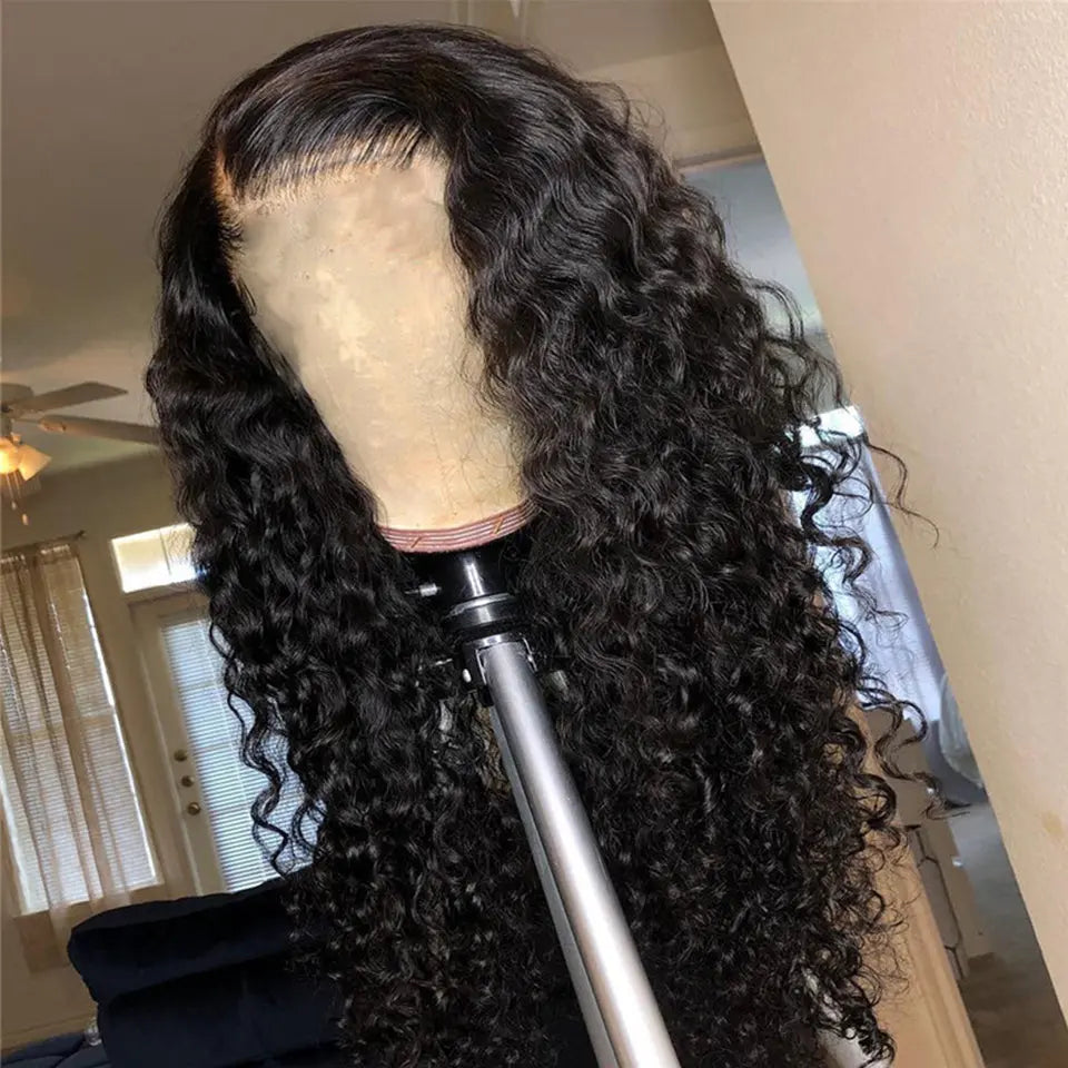 Beaufox Hair Human Hair Lace Front Wig Natural Black Water Wave Hair HD Transparent Lace Wig beaufox hair beaufox hair