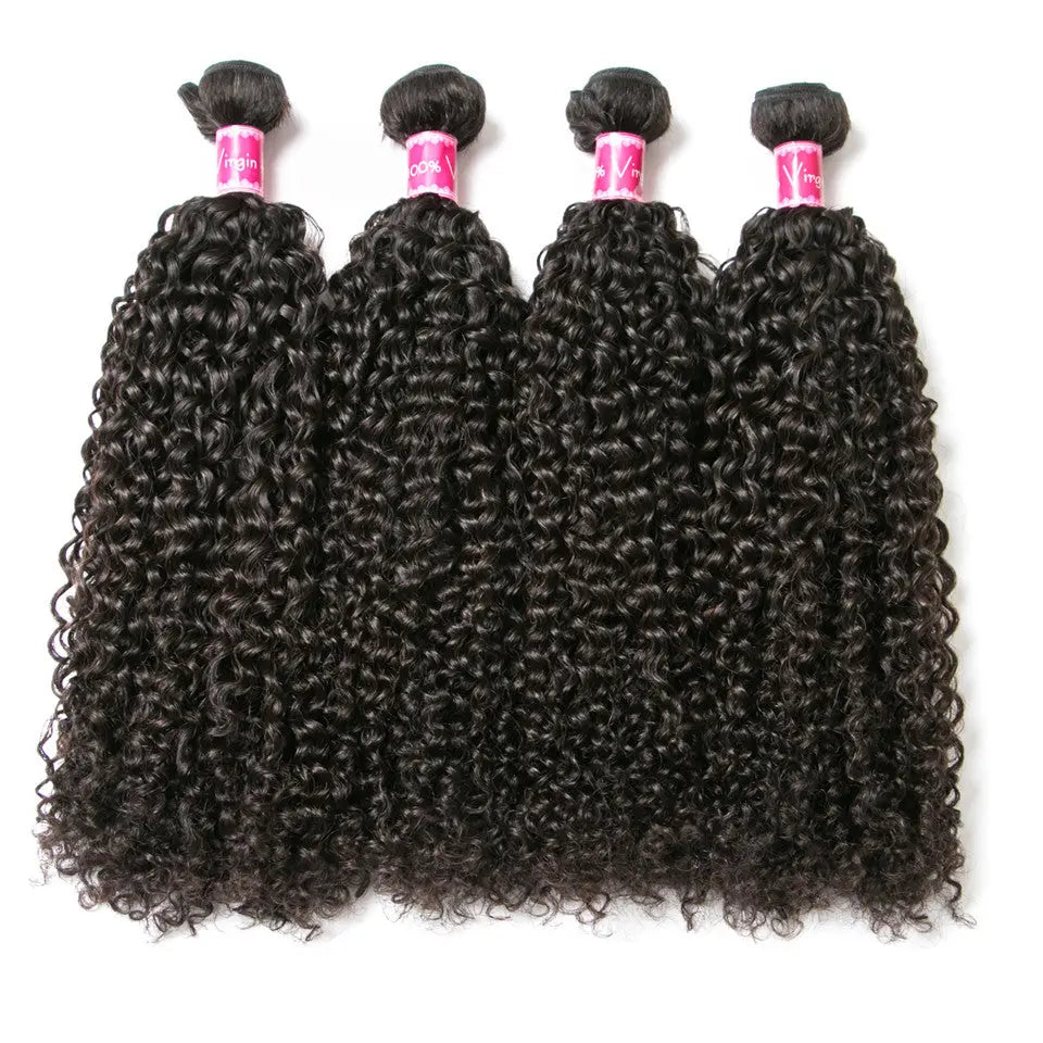Beaufox Hair Kinky Curly 4 Bundles With 13X4 Lace Frontal Natural Black beaufox hair beaufox hair