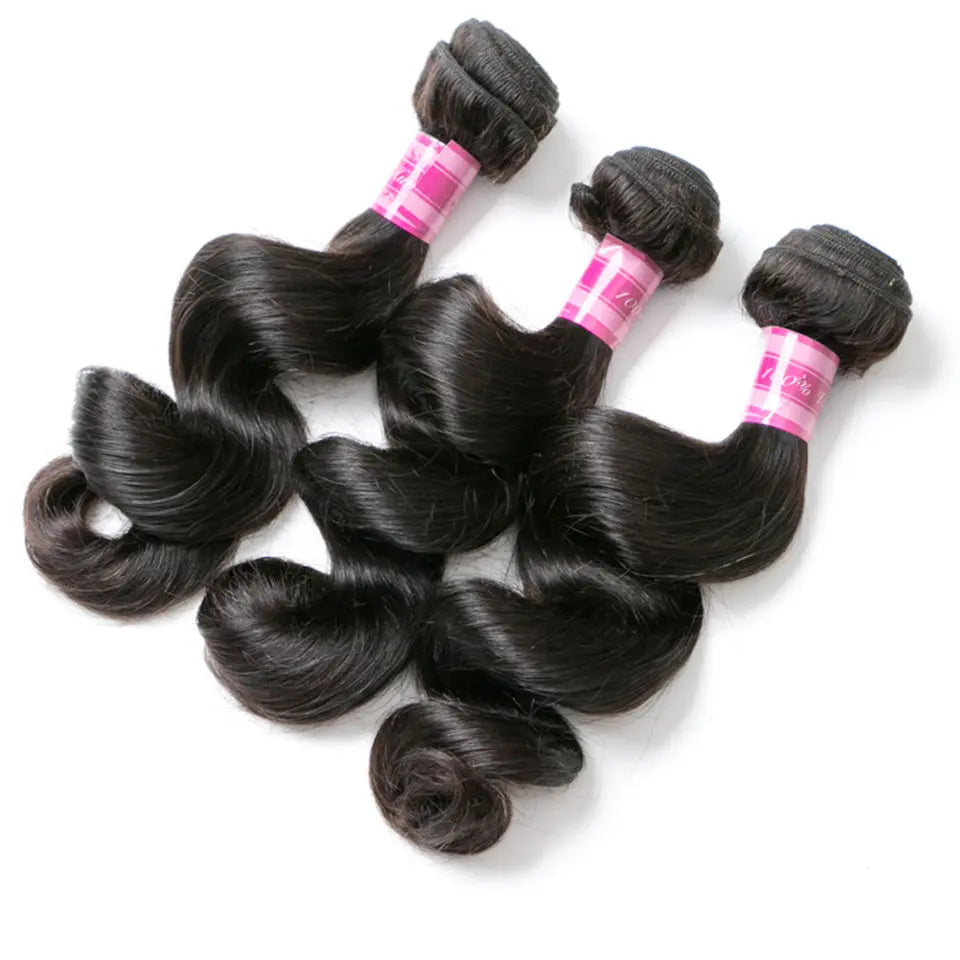 Beaufox Hair Loose Wave 3 Bundles 100% Human Hair Weave Natural Black beaufox hair beaufox hair