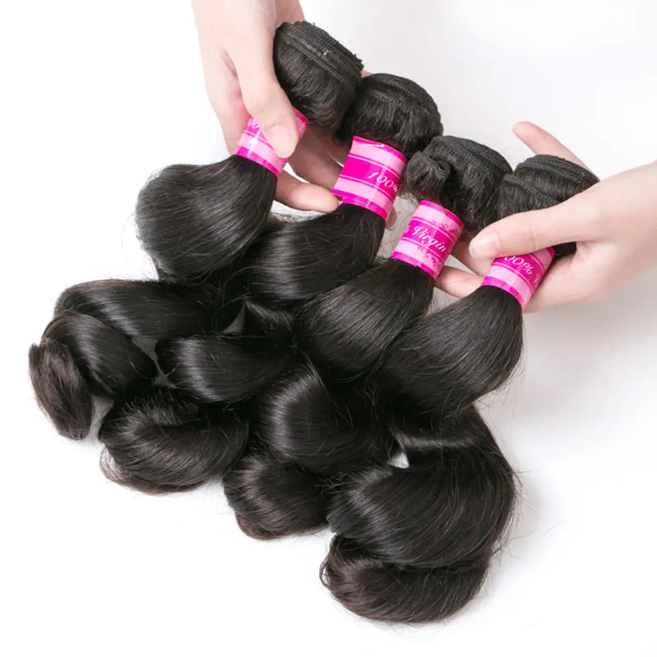 Beaufox Hair Loose Wave 4 Bundles With 4X4/5X5/6X6 Closure Natural Black beaufox hair beaufox hair
