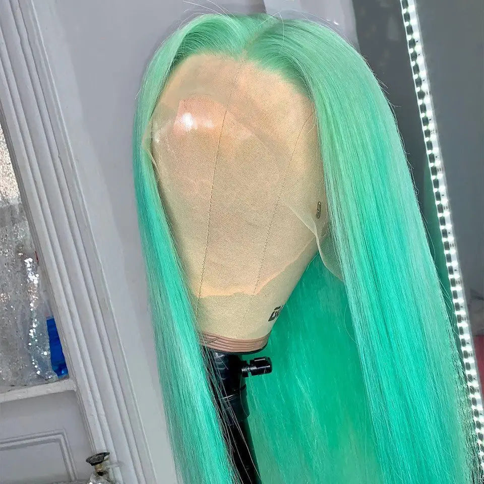 Beaufox Hair Mint Green Straight Lace Front Wig 150%-210% Density For Women beaufox hair beaufox hair