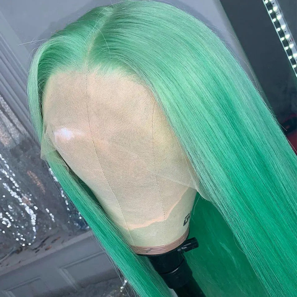 Beaufox Hair Mint Green Straight Lace Front Wig 150%-210% Density For Women beaufox hair beaufox hair