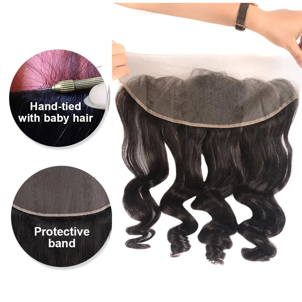 Beaufox Hair Natural Black Human Hair Loose Wave 13X4 Lace Frontal beaufox hair beaufox hair