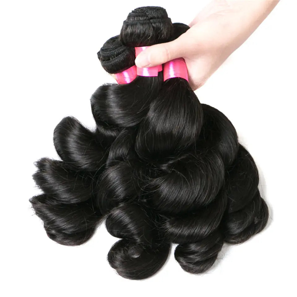 Beaufox Hair Natural Black Loose Wave 3/4 Bundles With 4X4 5X5 6X6 Lace Closure beaufox hair beaufox hair