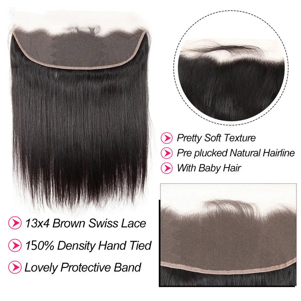 Beaufox Hair Straight Natural Black 4 Bundles With 13X4 Lace Frontal beaufox hair beaufox hair