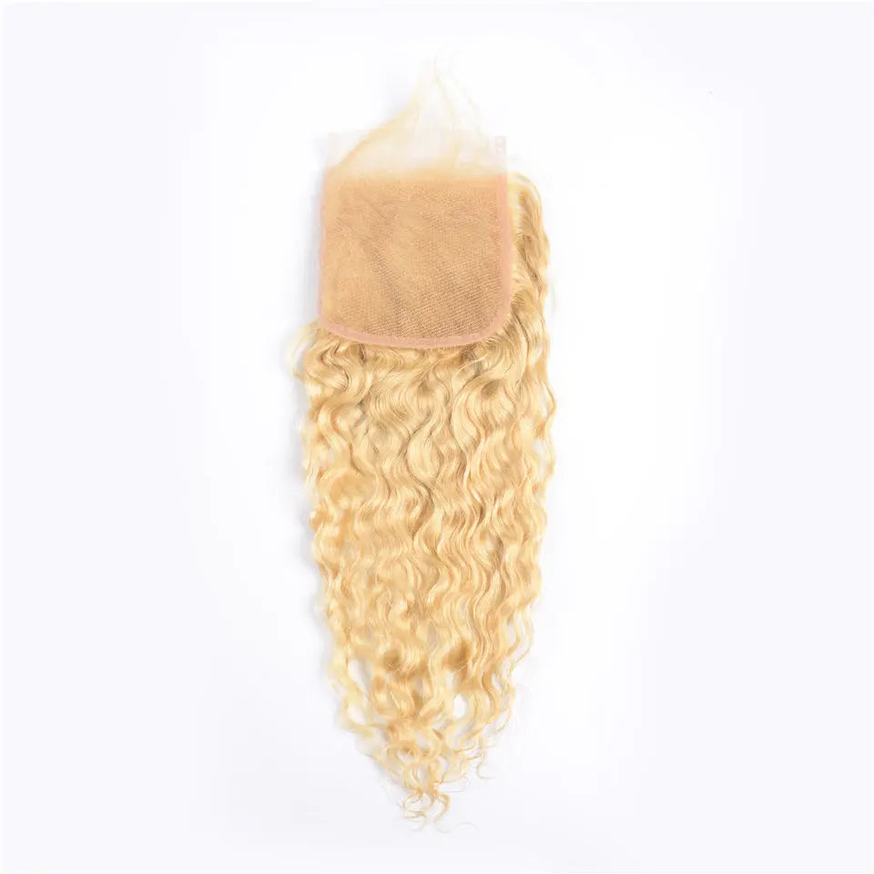 Beaufox Hair Virgin Human Hair 613 Blonde Water Curly 4X4 Closure beaufox hair beaufox hair