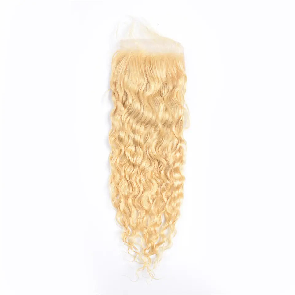 Beaufox Hair Virgin Human Hair 613 Blonde Water Curly 4X4 Closure beaufox hair beaufox hair