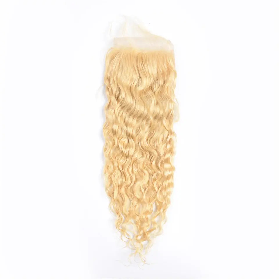 Beaufox Hair Virgin Human Hair 613 Water Wave Blonde 3 Bundles With 4X4 Closure beaufox hair beaufox hair