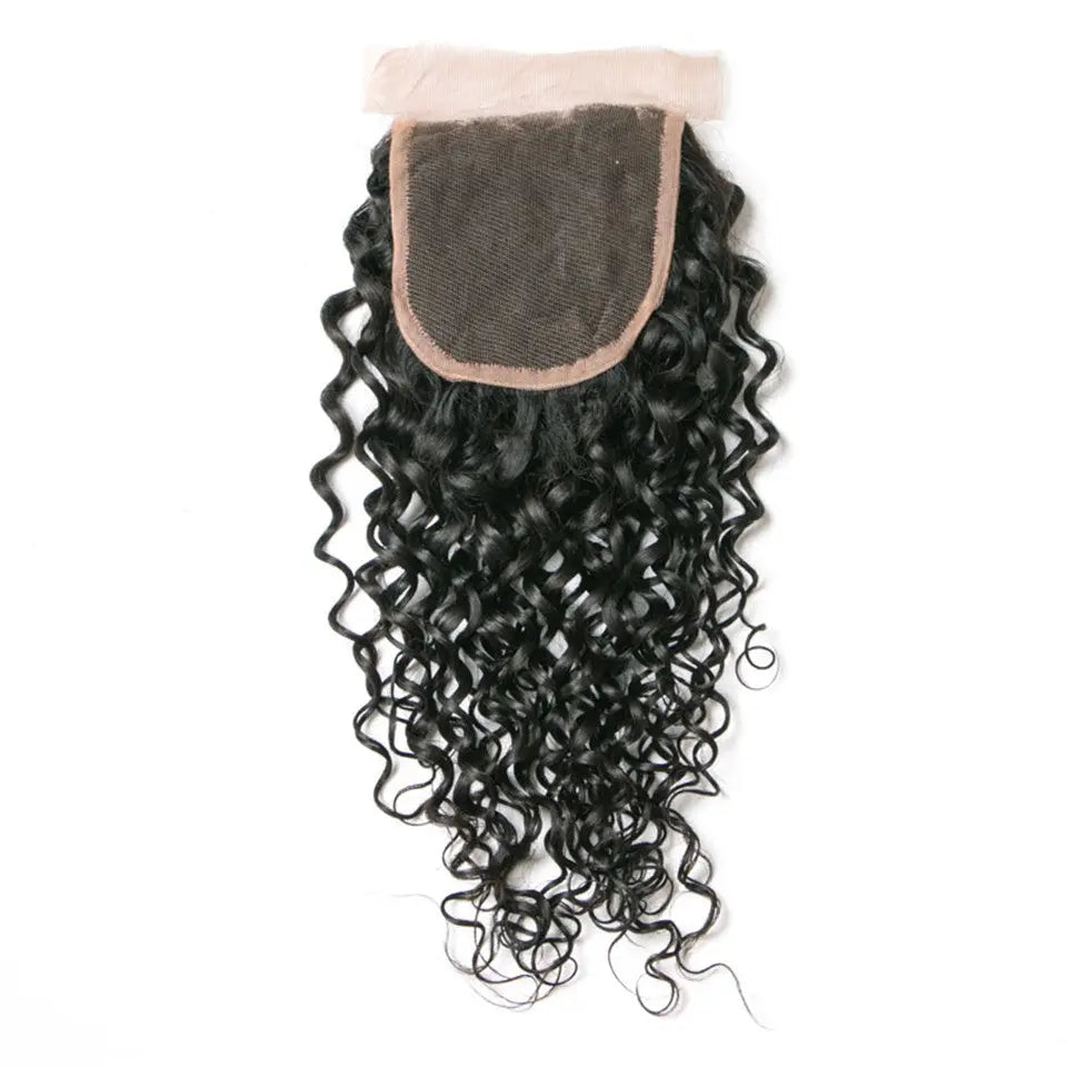 Beaufox Hair Water Wave Human Hair 4X4 Lace Closure Natural Black beaufox hair beaufox hair