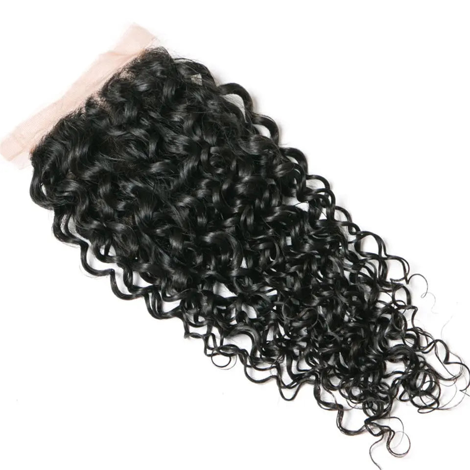 Beaufox Hair Water Wave Human Hair 4X4 Lace Closure Natural Black beaufox hair beaufox hair