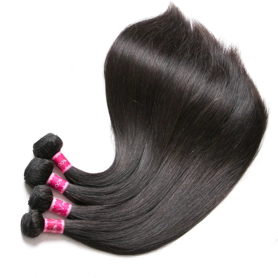 Beaufox Human Hair Straight Hair 4 Bundles With 4X4 Lace Closure Free and Middle Part beaufox hair beaufox hair