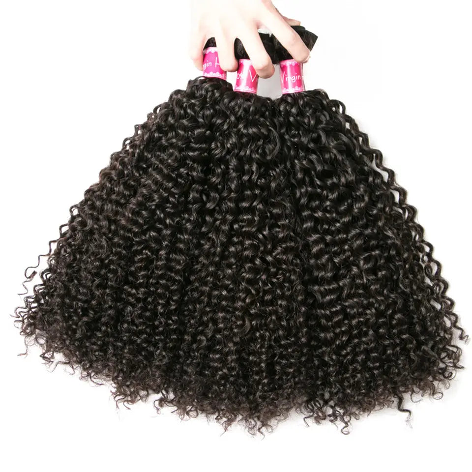 Beaufox Kinky Curly Hair 3 Bundles With 13X4 Lace Frontal Natural Black beaufox hair beaufox hair