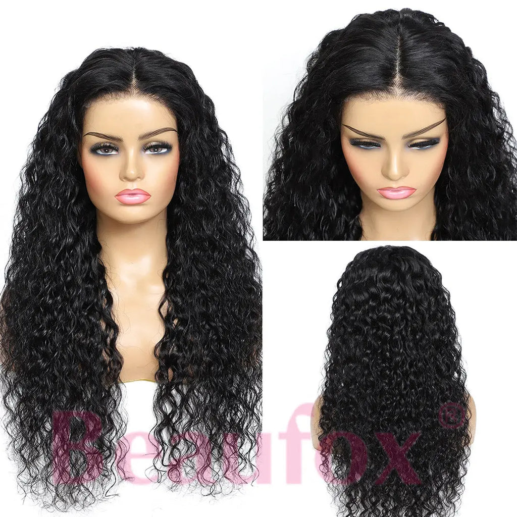 Beaufox Lace Front Wig 150%-250% Density HD Transparent Lace Water Wave Human Hair Wigs beaufox hair beaufox hair