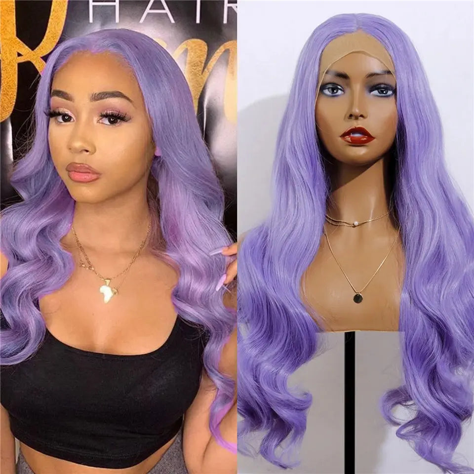 Beaufox Virgin Human Hair Purple Color Body Wave Human Hair Lace Front Wig beaufox hair beaufox hair