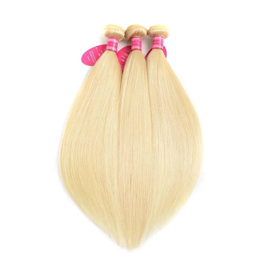Beaufox Virgin Human Hair Straight 613 Blonde 3 Bundles With 13X4 lace Frontal beaufox hair beaufox hair