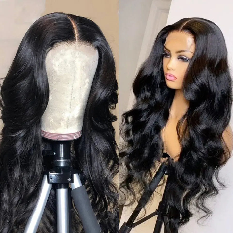 Body Wave Lace Front Wigs Virgin Human Hair Wig 180% Density Natural Black Hair beaufox hair beaufox hair