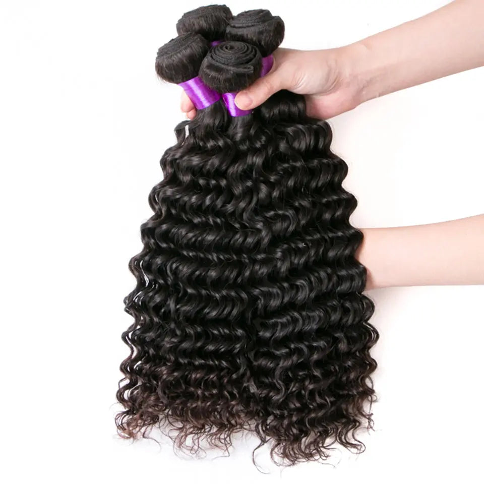 Brazilian Virgin Human Hair Deep Wave 3 Bundles Natural Black Soft Hair beaufox hair beaufox hair