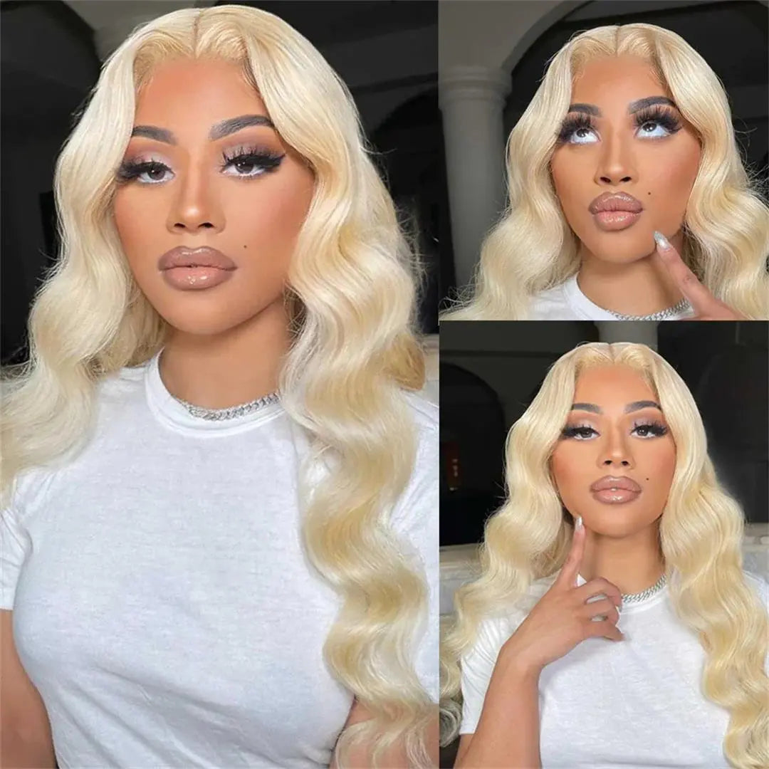 Breathable Blonde Body Wave Glueless Lace Front Wig 180% Density HD Transparent Lace Easy Dyed And Bleached beaufox hair beaufox hair