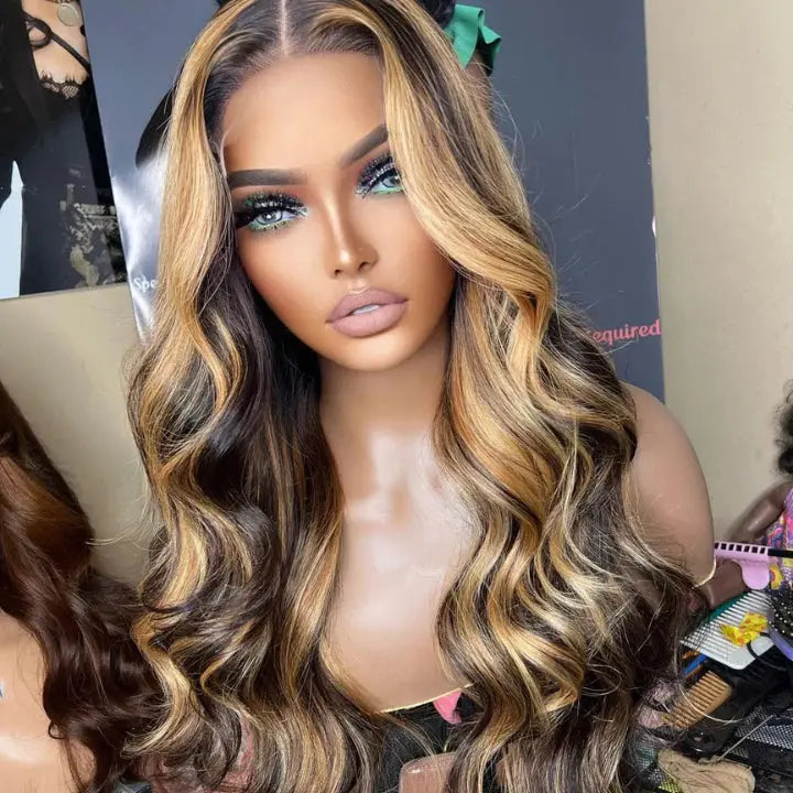 Body Wave Glueless Wigs Human Hair 4/27 Ombre Highlight Lace Closure Wigs Pre Cut Lace Wear Go Glueless Wigs 的副本 beaufox hair beaufox hair