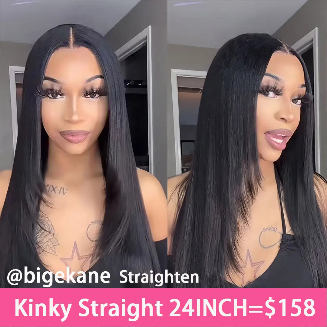 Kinky Straight HD Lace Wig Wear And Go Glueless Human Hair HD Lace Wig beaufox hair beaufox hair