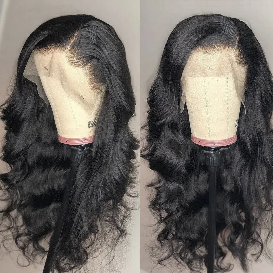 Natural Black Body Wave Wig Lace Front Wig 180% Density Virgin Human Hair Wigs beaufox hair beaufox hair