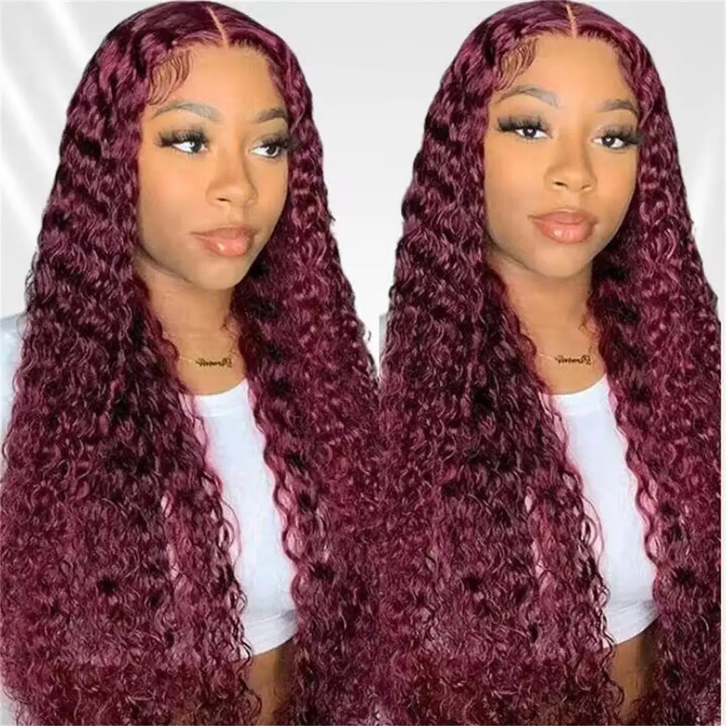 Burgundy Lace Front Wig 99J Curly Human Hair Wigs Colored HD Transparent 13X4 Lace Frontal Wig beaufox hair beaufox hair