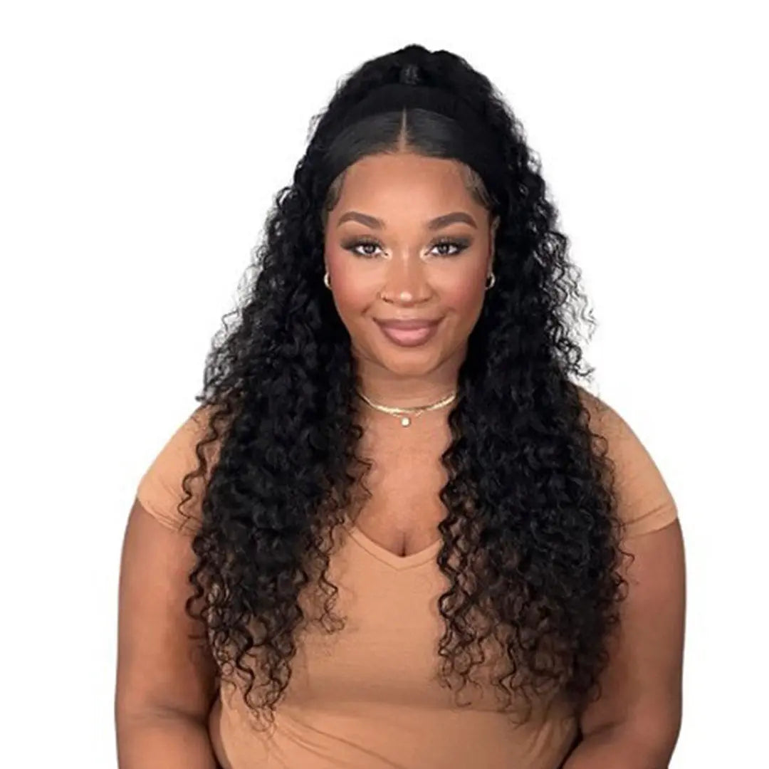 Water Wave Lace Front Wig Natural Black Human Hair Pre-placked Hairline For Woman beaufox hair beaufox hair