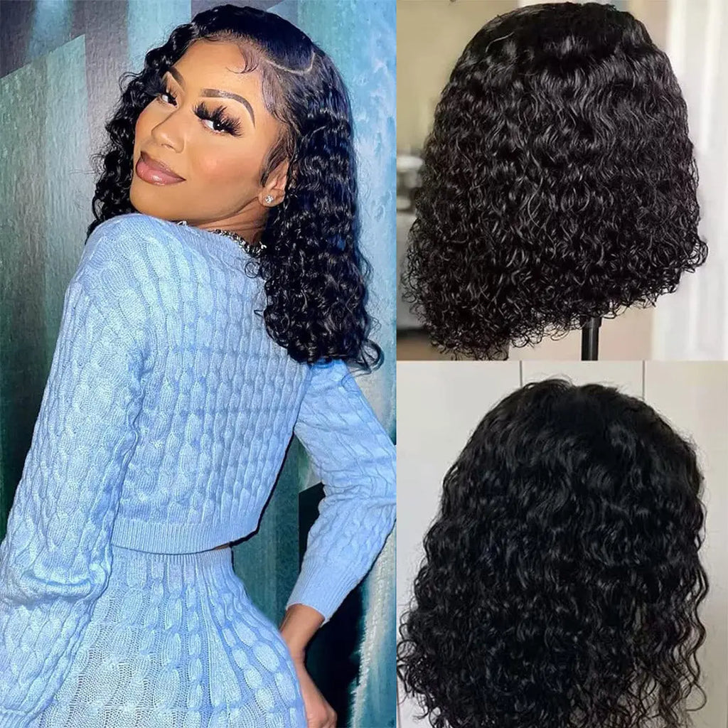 Wear And Go Glueless Water Wave Lace Closure Human Hair Wigs