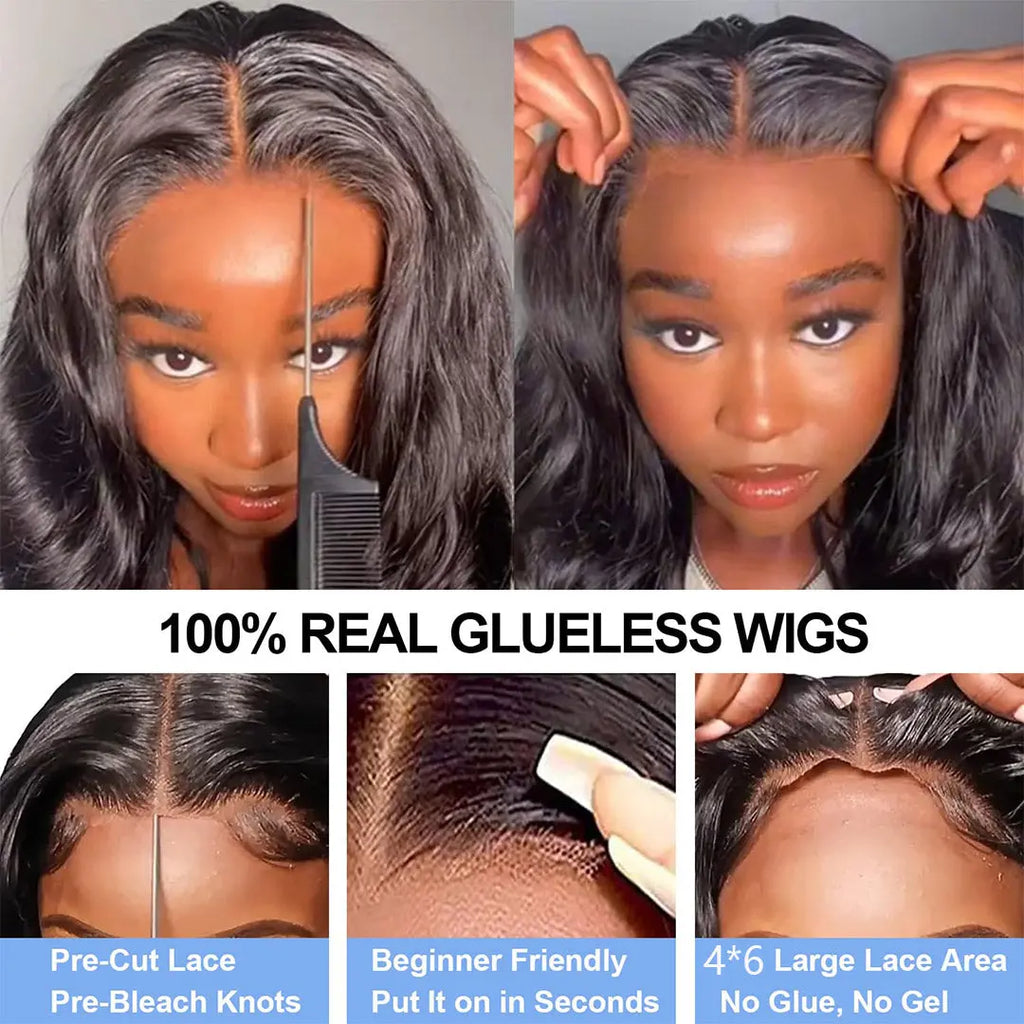 Wear And Go Body Wave HD Transparent Glueless Wigs Human Hair Pre Plucked Pre Cut Wigs For Women beaufox hair beaufox hair